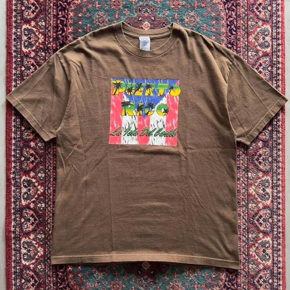 Alstyle 2000s Puerto Rico La Isla Del Caribe Graphic T-Shirt XL Brown